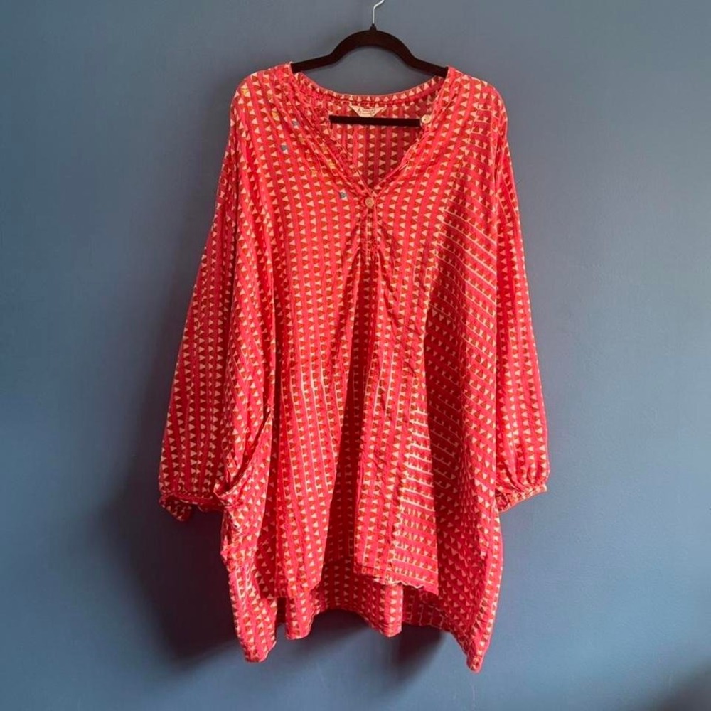 Marketplace Pink Triangle Peasant Blouse Women's Plus Size 3W Cotton Boho Beach